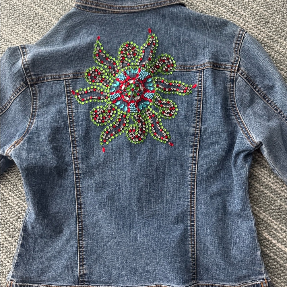 Embroidered Denim Jacket with Colorful Design